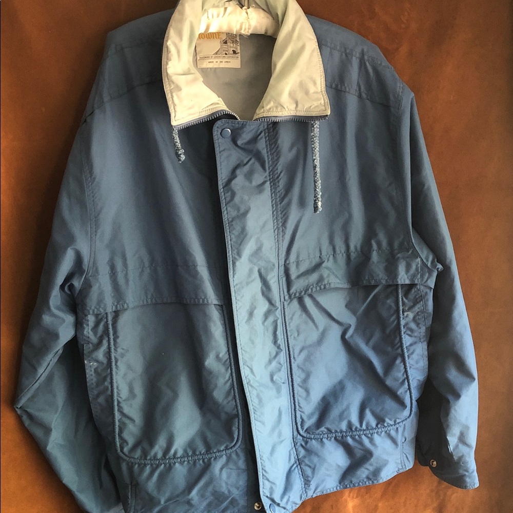 Men's Blue Windbreaker with Cream Collar - Classic Lightweight Jacket